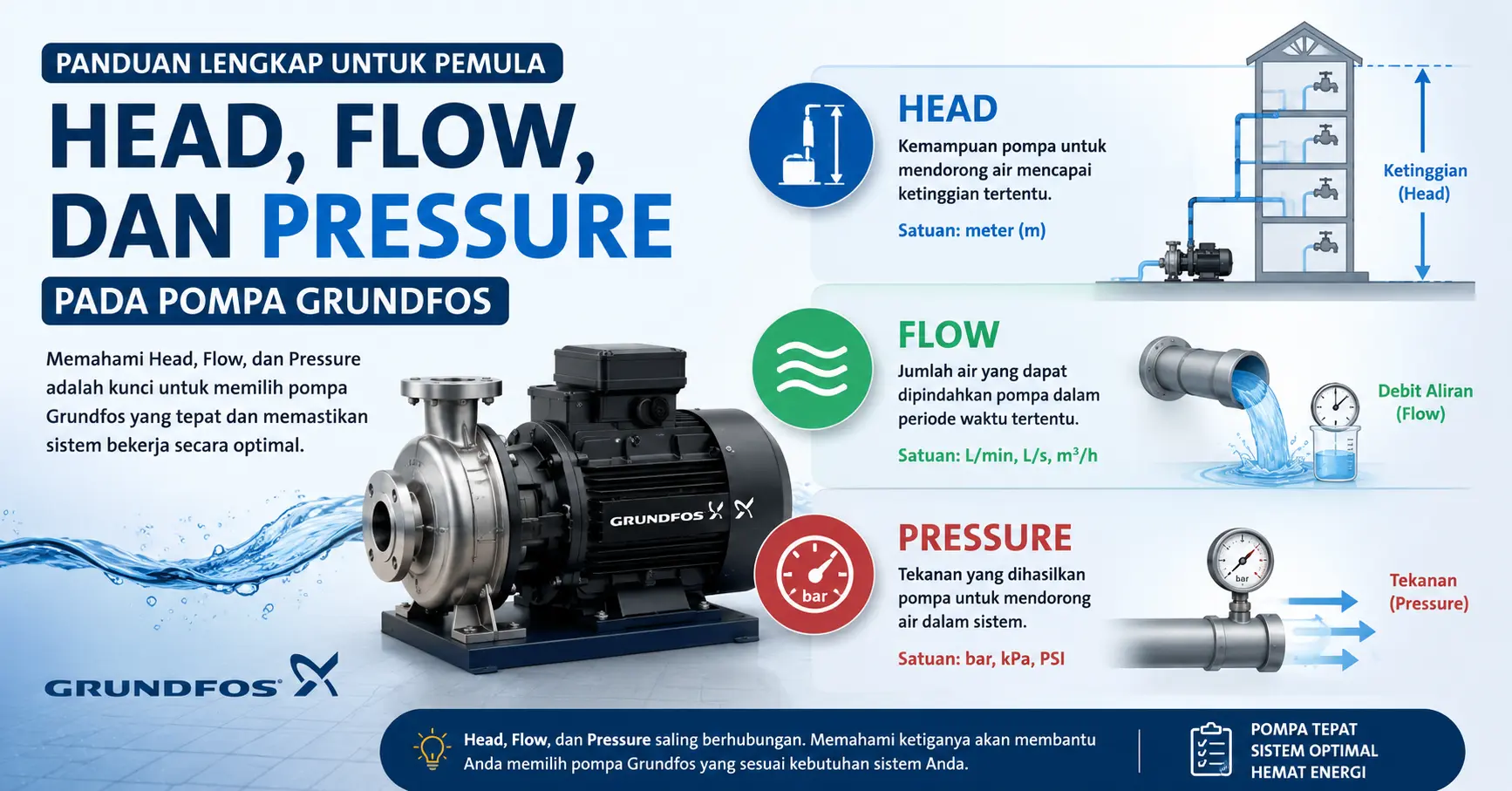 Head Flow Pressure Pompa Grundfos